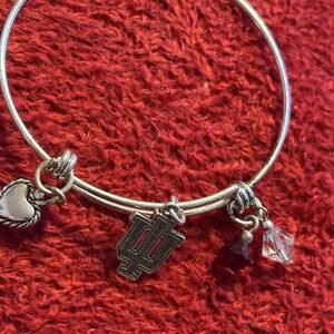 Alex and Ani Indiana Hoosiers Silver  Charm Bracelet w/Heart and Crystal Accents